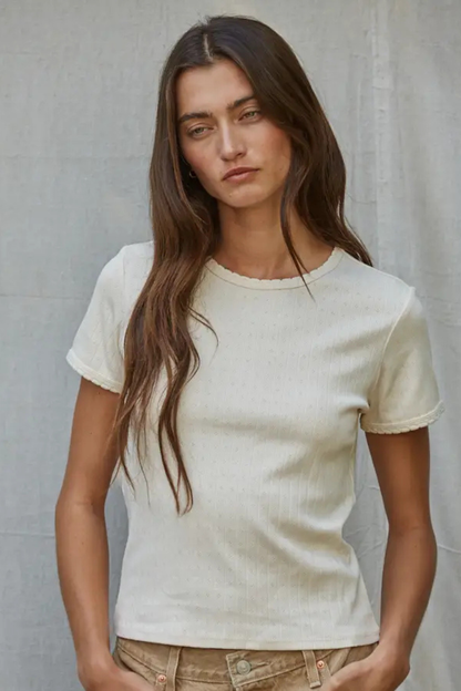 Pointelle Short Sleeve Tee