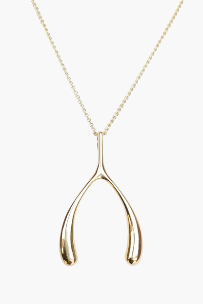 LUCKY Gold Wishbone Pendant Necklace - TRAY SHOW