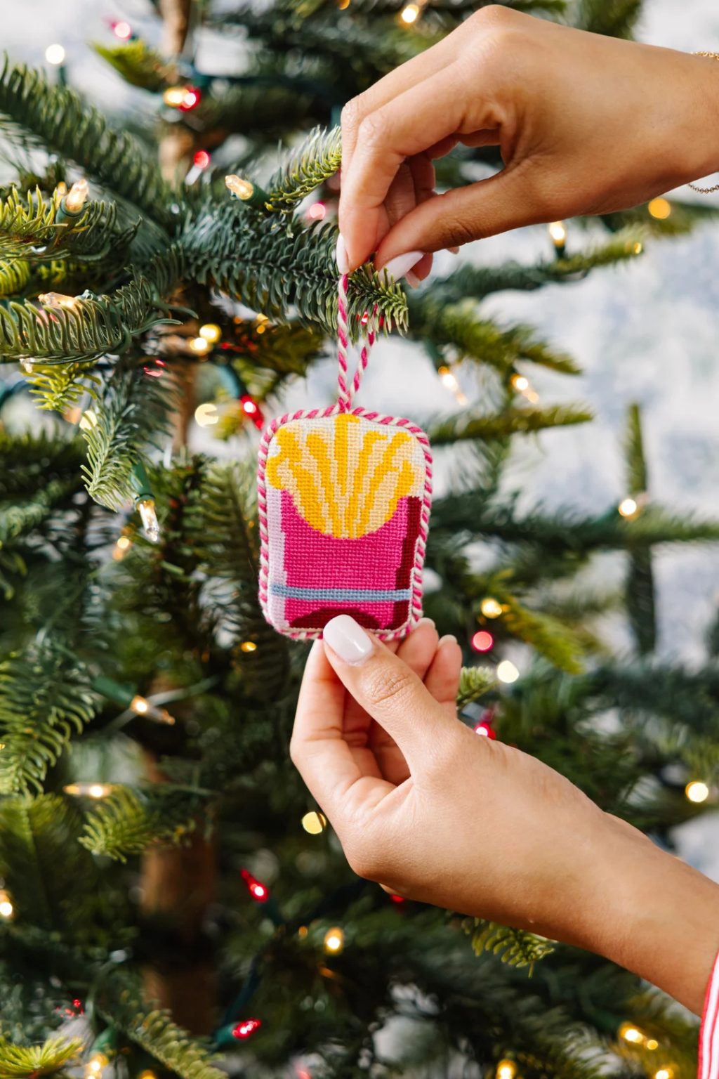 Needlepoint Icon Ornament - French Fries