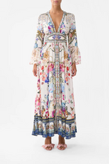 Shaped Waistband Dress With Ruffle Sleeve
