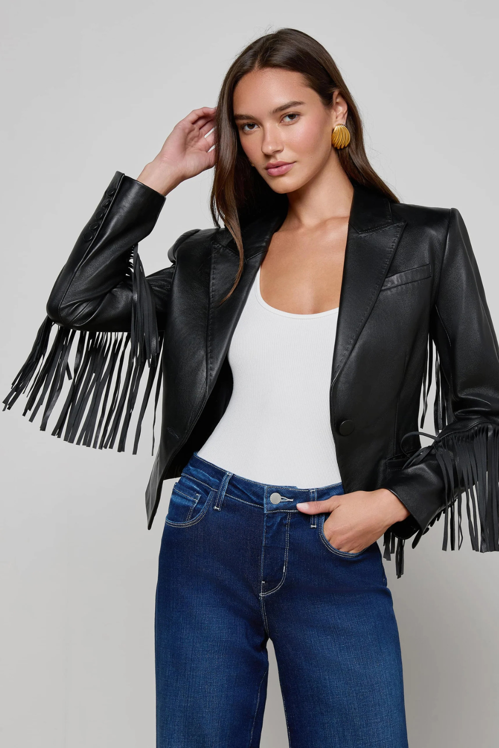 Vashti Fringed Leather Jacket
