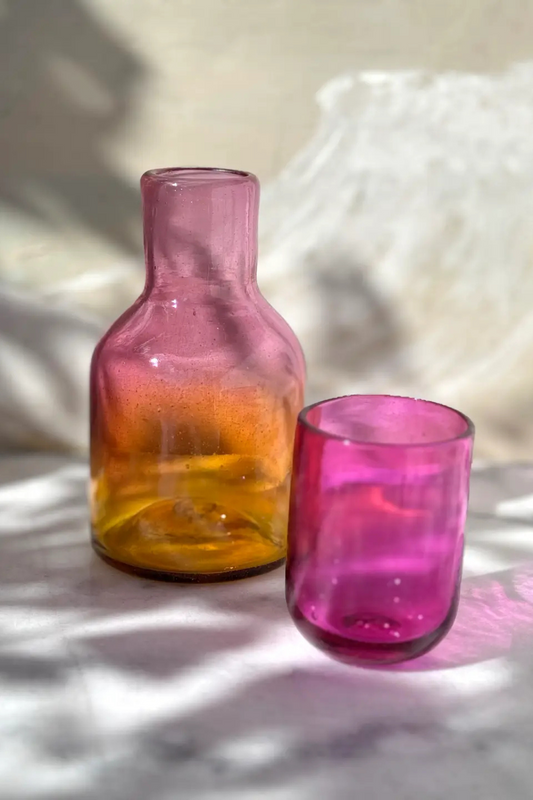 Amarosa Glass Carafe Bottle Set - For Bar or Nightstand