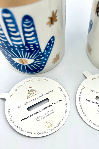 Ceramic Hamsa Candle