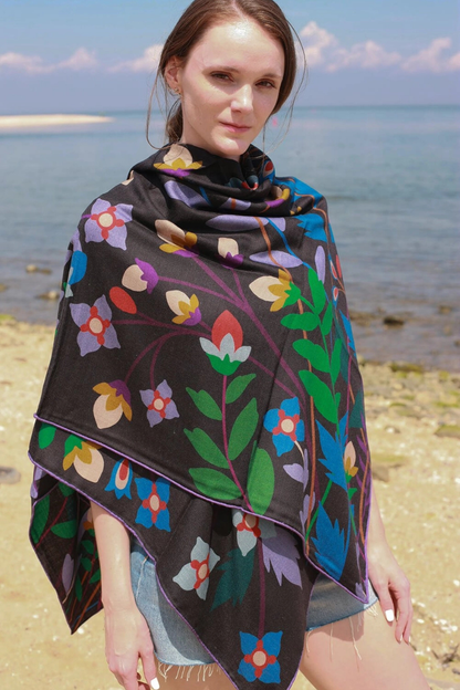 Double Sided Wool Silk Scarf