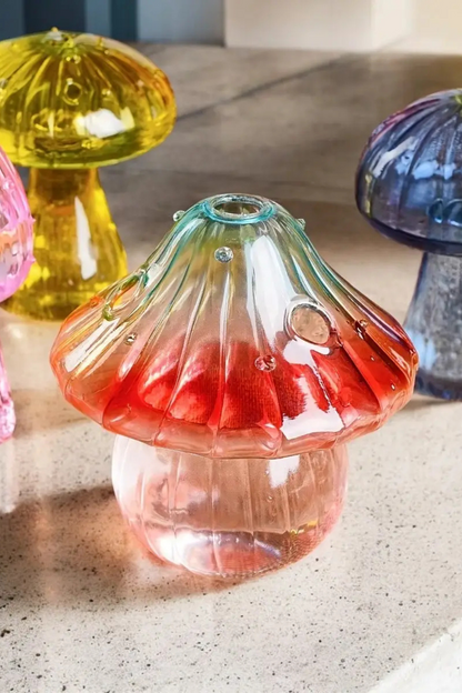 Multi Color Mini Glass Mushroom Vase