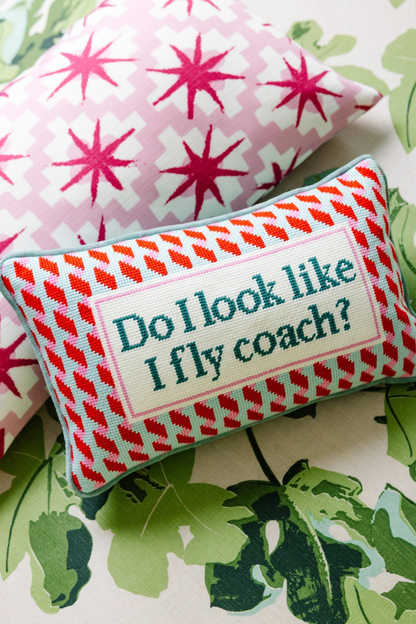 Fly Coach Needlepoint Pillow