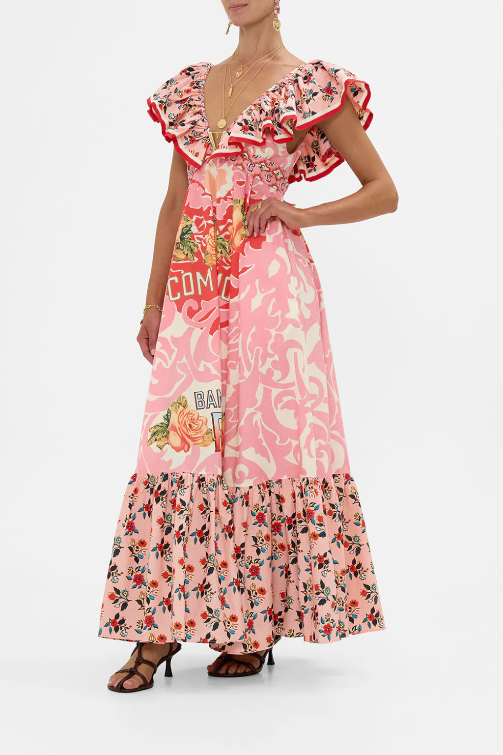 Frill Neck Dress with Hardware