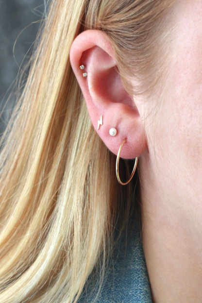 Lightning Bolt Flat Back 14k Single Earring