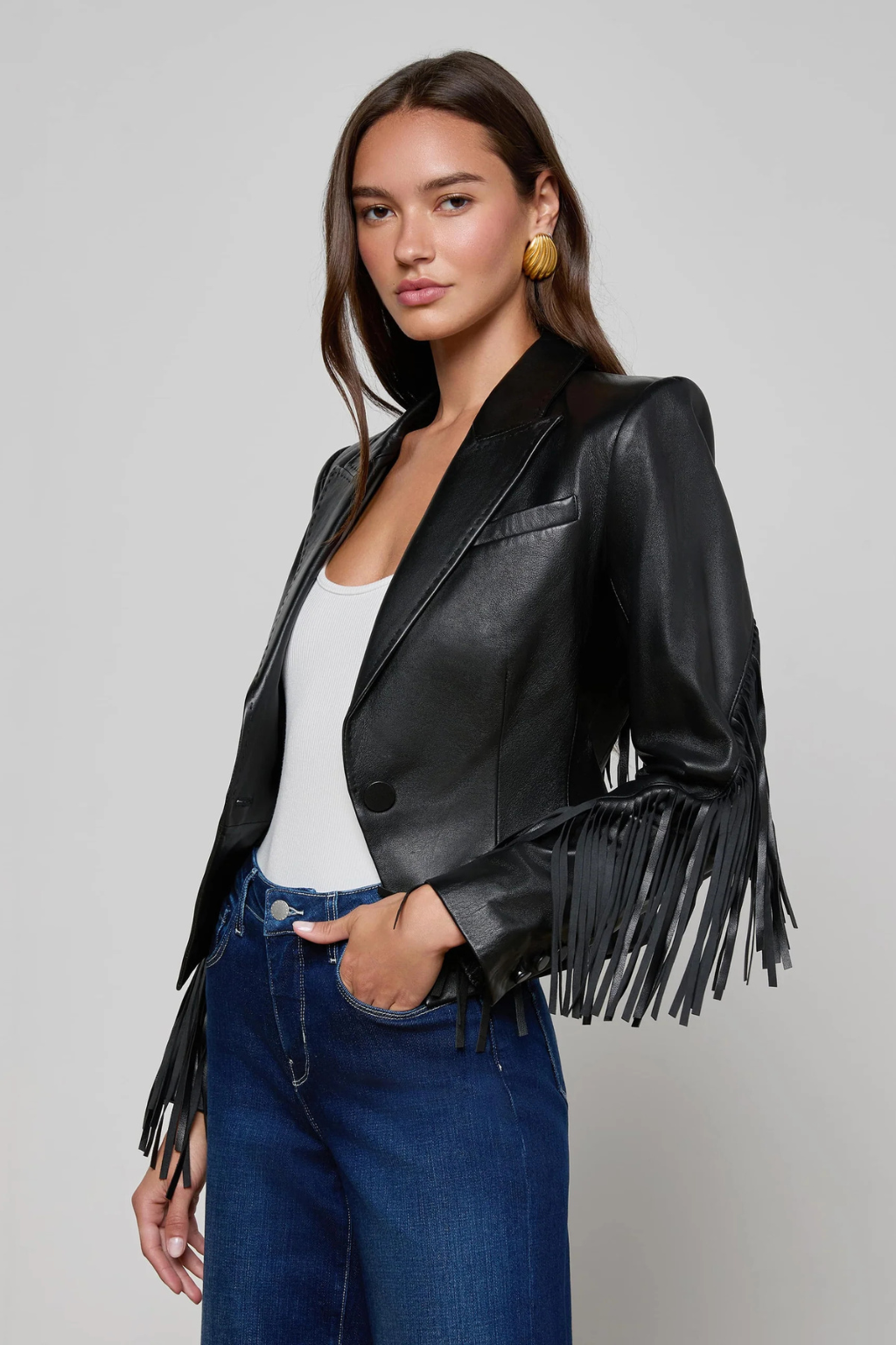 Vashti Fringed Leather Jacket