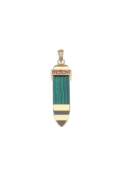 STRONG Malachite Carved Sun Ray Pendant Necklace