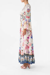 Shaped Waistband Dress With Ruffle Sleeve
