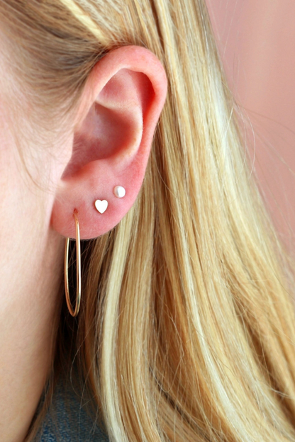 Heart Flat Back 14k Single Earring