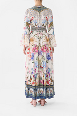 Shaped Waistband Dress With Ruffle Sleeve