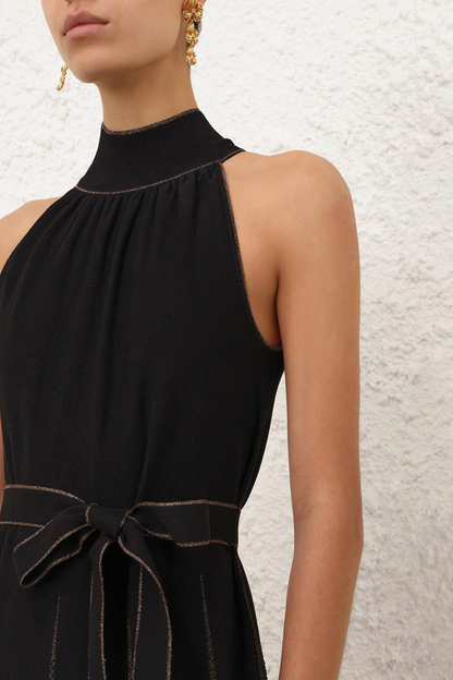 Valiant Metallic Halter Dress
