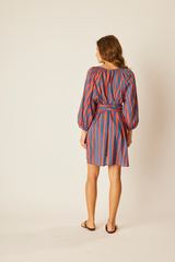 Cotton Stripe Alex Short Dress with Sash