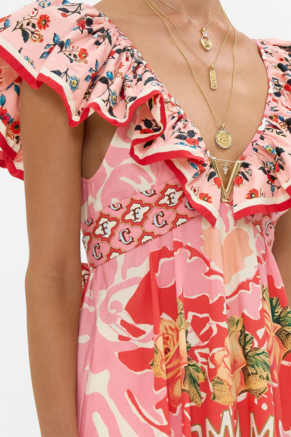 Frill Neck Dress with Hardware