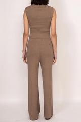 Rumi Ribbed Cashmere Blend Wide Leg Pants