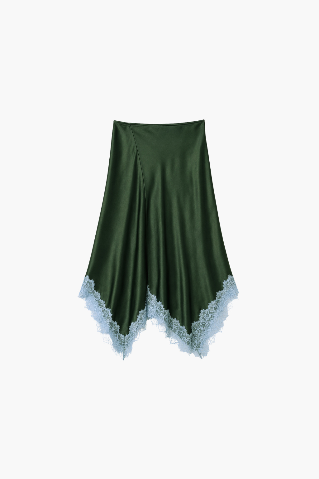 Keri Paneled Bias Silk Skirt w/ Lace