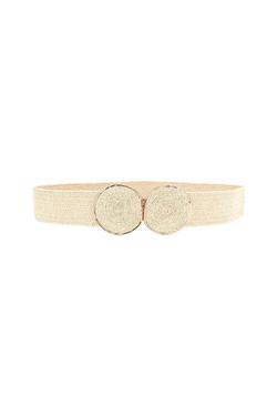 Stretch Raffia Double Circle Buckle Belt