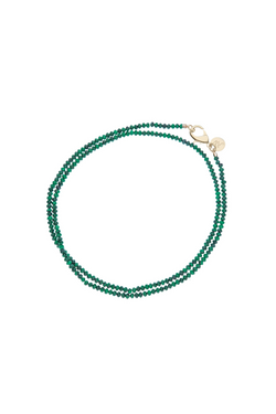 Double Wrap Diamond Cut Beaded Necklace in Malachite