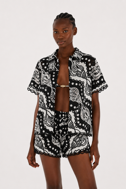 Embroidered Mini Short