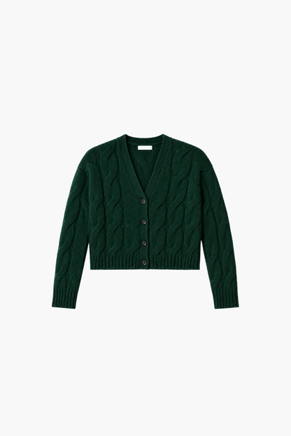 Jolie V-Neck Cropped Cable Cardigan